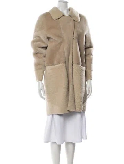 Pre-owned Gerard Darel Lamb Fur Jacket In Neutrals