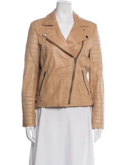 Pre-owned Gerard Darel Lamb Leather Biker Jacket In Neutrals