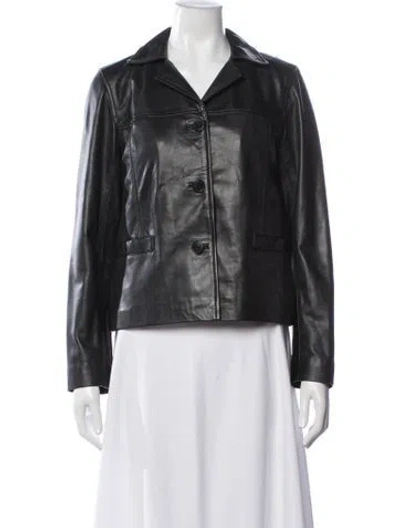 Pre-owned Gerard Darel Lamb Leather Blazer In Black