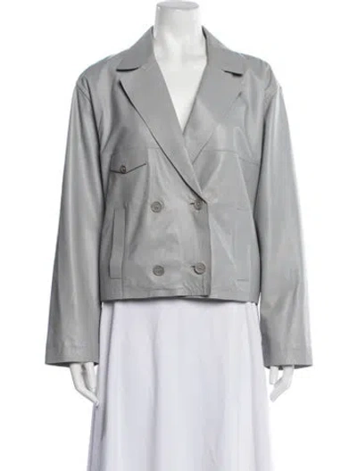 Pre-owned Gerard Darel Lamb Leather Blazer In Grey