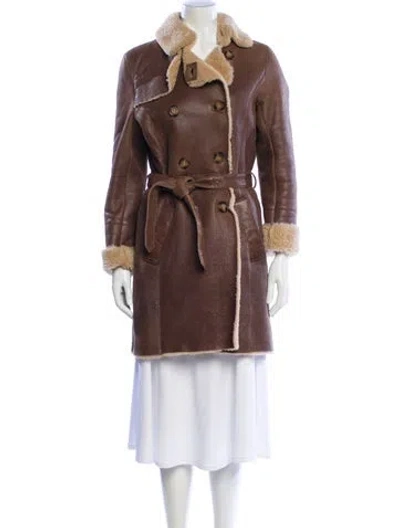 Pre-owned Gerard Darel Lamb Leather Trench Coat In Brown