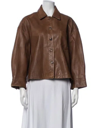 Pre-owned Gerard Darel Lambskin Jacket In Brown