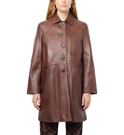 Gerard Darel Layane Leather Jacket In Brown