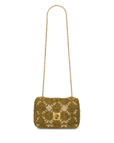 Gerard Darel Le Fanny Khaki Crochet Raffia Crossbody In Brown
