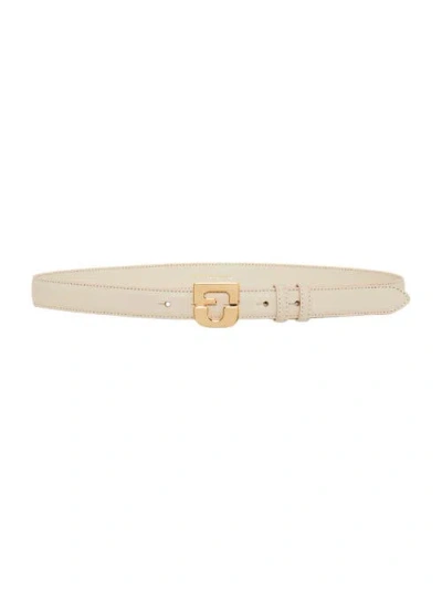 Gerard Darel Le Lauren Slim Leather Belt In Neutral