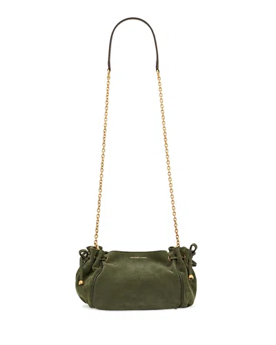 Gerard Darel Le Mini 24 Suede Crossbody In Green