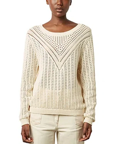 Gerard Darel Leana Open Knit Sweater In Ecru