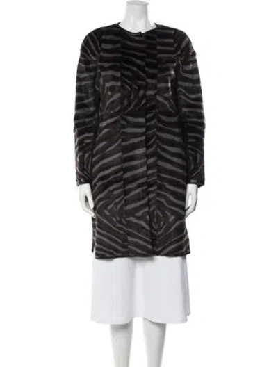 Pre-owned Gerard Darel Leather Animal Print Coat In Black