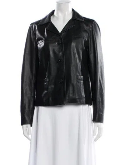 Pre-owned Gerard Darel Leather Biker Jacket In Blue