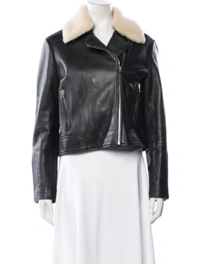 Pre-owned Gerard Darel Leather Biker Jacket In Blue