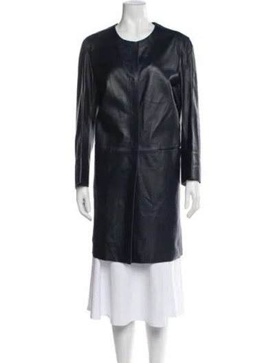 Pre-owned Gerard Darel Leather Coat In Blue