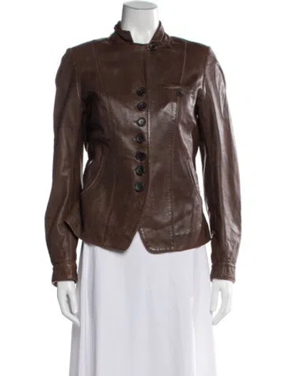 Pre-owned Gerard Darel Leather Jacket In Brown