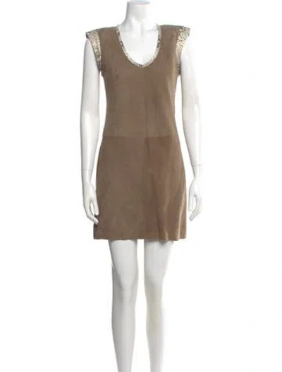 Pre-owned Gerard Darel Leather Mini Dress In Brown