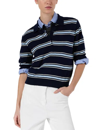 Gerard Darel Leila Stripe Polo Top In Blue