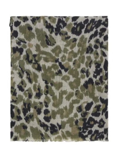 Gerard Darel Leopard Print Scarf In Green
