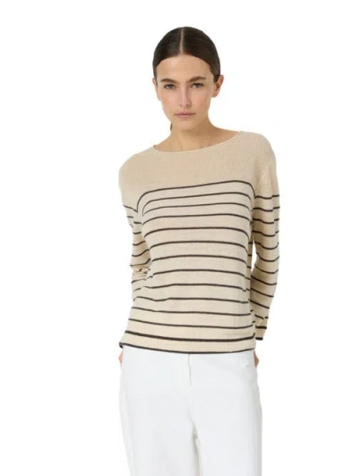 Gerard Darel Levia Long Sleeve Boat Neck Jumper In Brown