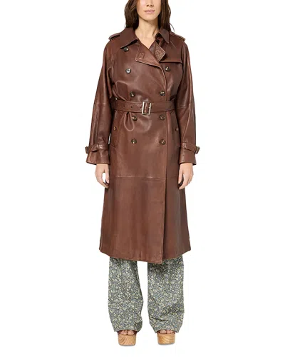 Gerard Darel Lexie Leather Trench Coat In Brown