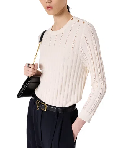 Gerard Darel Lhena Button Trim Sweater In White