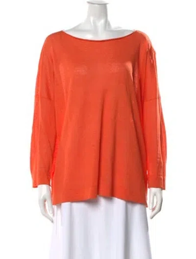 Pre-owned Gerard Darel Linen Bateau Neckline Sweater In Orange
