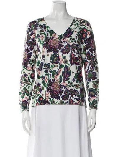 Pre-owned Gerard Darel Linen Printed Sweater In White