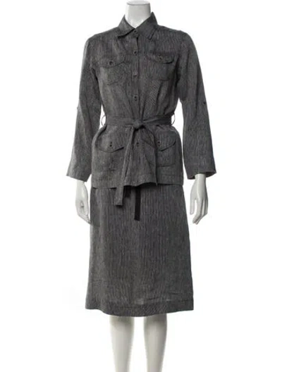 Pre-owned Gerard Darel Linen Striped Skirt Set In Black