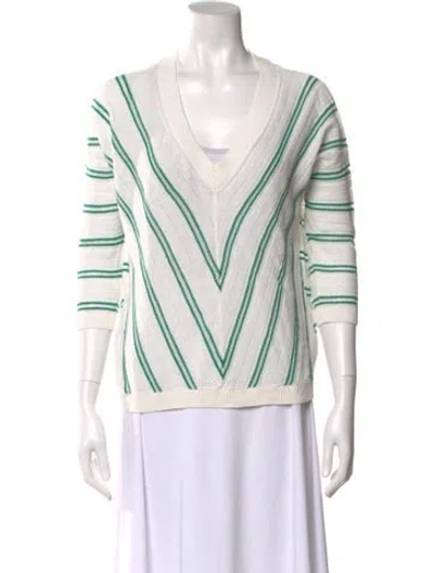 Pre-owned Gerard Darel Linen Striped Sweater In White