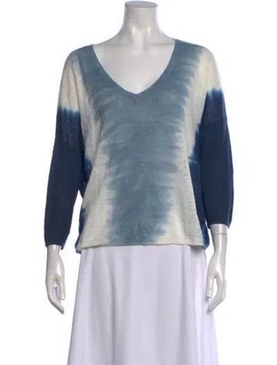 Pre-owned Gerard Darel Linen Tie-dye Print Sweater In Blue