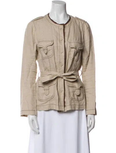 Pre-owned Gerard Darel Linen Utility Jacket In Neutral