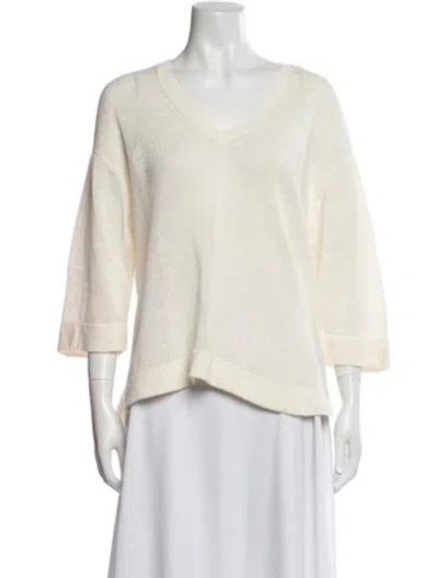 Pre-owned Gerard Darel Linen V-neck Sweater In Neutral