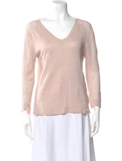 Pre-owned Gerard Darel Linen V-neck Sweater In Pink