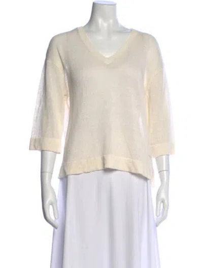 Pre-owned Gerard Darel Linen V-neck Sweater W/ Tags In Neutral