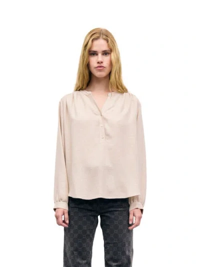 Gerard Darel Liset V-neck Long Sleeve Shirt In Pink