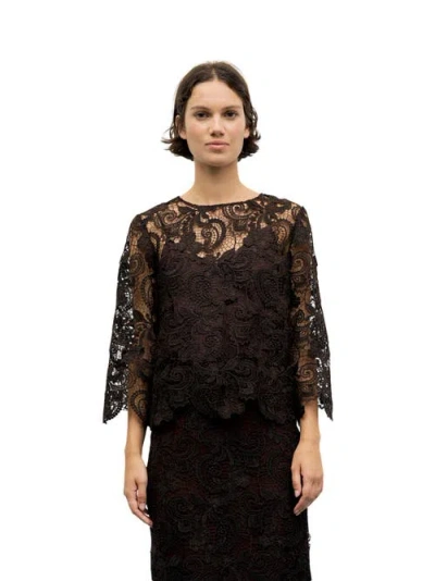 Gerard Darel Lisou Lace Top In Brown