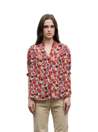 Gerard Darel Liv Printed Elbow Sleeve Blouse In Multi