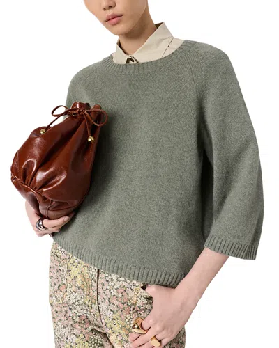 Gerard Darel Liviah Round Neck Cashmere Sweater In Green