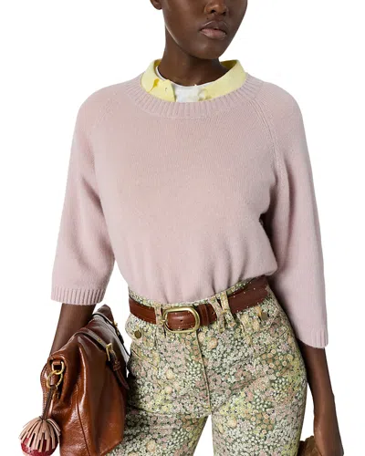 Gerard Darel Liviah Round Neck Cashmere Sweater In Pink