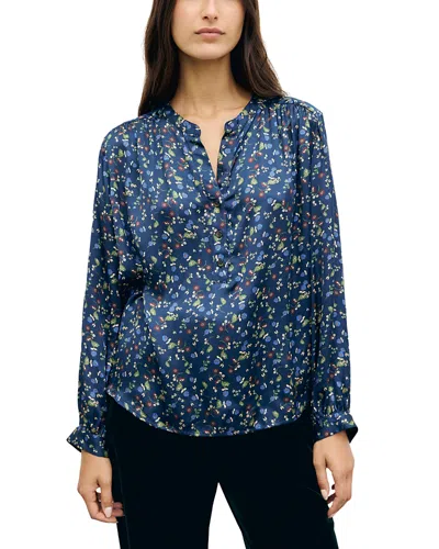 Gerard Darel Lolita Button Front Blouse In Blue
