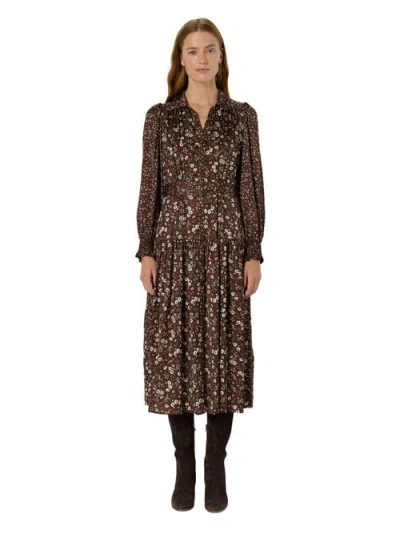 Gerard Darel Lolita Long Sleeve Shirt Dress In Brown