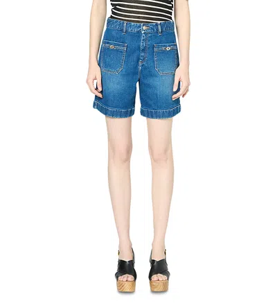 Gerard Darel Lolly Denim Shorts In Blue