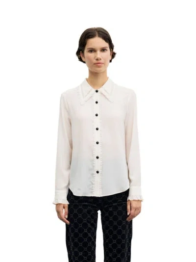 Gerard Darel Loren Silk Crepe Blouse In Natural