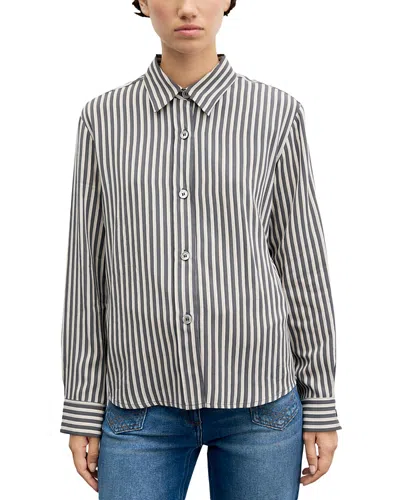 Gerard Darel Loris Printed Button Front Blouse In Gray