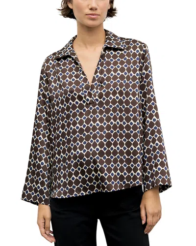 GERARD DAREL LORRA PRINTED OPEN COLLAR BLOUSE