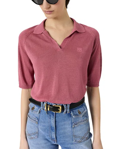 Gerard Darel Loula Johnny Collar Sweater In Pink