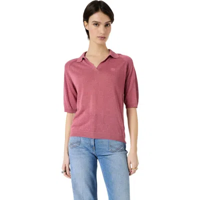 Gerard Darel Loula Polo Collar Jumper In Pink