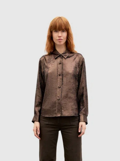 Gerard Darel Loyce Textured Button-through Shirt In Brown