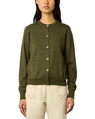 Gerard Darel Lyane Round Neck Cardigan In Khaki