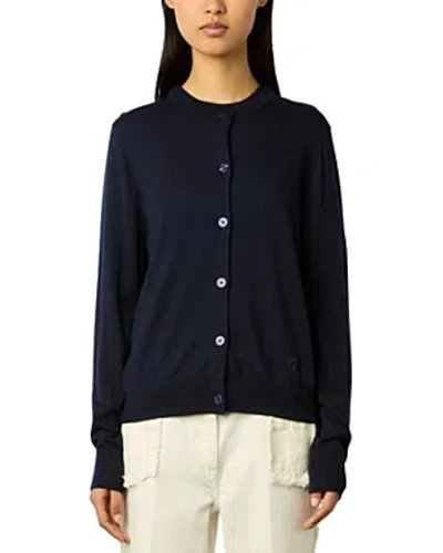 Gerard Darel Lyane Round Neck Cardigan In Navy