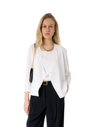 Gerard Darel Lynaya 3/4 Sleeve Open Front Cardigan In White