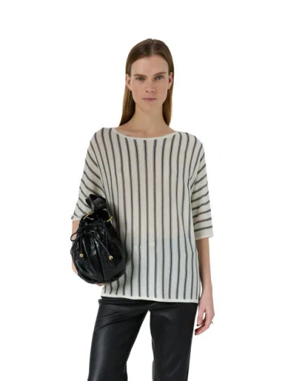 Gerard Darel Lysia 3/4 Sleeve Round Neck Knit Top In Multi