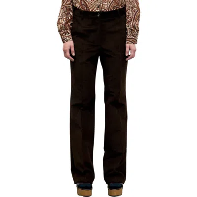 Gerard Darel Maby Cotton Blend Straight Pants In Brown